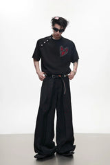Asymmetrical Rhinestone Graphic Tee