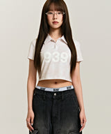 939 LOGO COLLAR CROP TOP (BEIGE/CAMO)