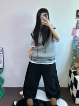 アンバランスドカーゴヒップパッチロングパンツ🤍🩶🖤3カラー