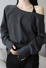 Soft button sleeve sweatshirt