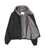 Rat Fur Hooded Bomber Jacket