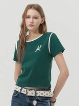 GRAPHIC RINGER T-SHIRT - GREEN   