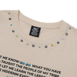 Rivet Point Lettering Tshirts Beige