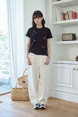 26SS★ Mushroom Stitch Crop Short Sleeve Tee