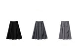 Soft ruffle striped asymmetrical flare skirt