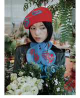 New product UnsocialNight original autumn and winter 水玉模様 ニットスカーフ 両面カラーコントラスト