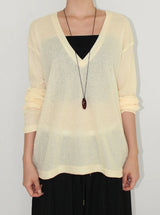 LINEN DEEP V-NECK KNIT
