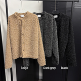 [Unisex] Hairy crop round knit cardigan(3color)