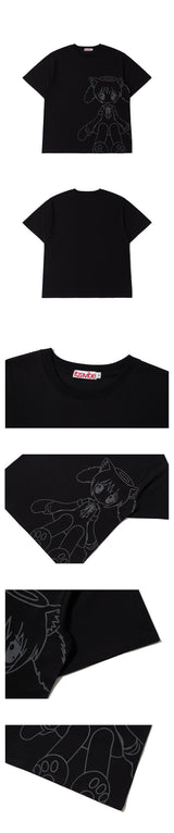 CAT GIRL T SHIRT - BLACK