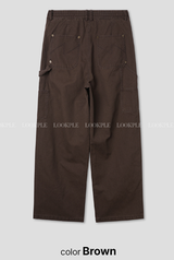 Levito Double Knee Back Banding Semi-Wide Cotton Pants