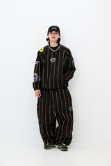 STRIPE SPORTY PULLOVER JACKET BLACK