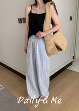 striped banding pants