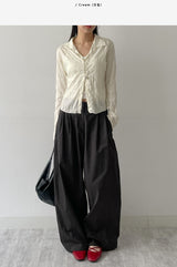 Shining Wrinkle Collar Blouse