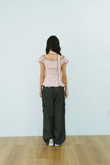CHEEK DOT PUFF BLOUSE SCARF SET 