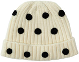 Wool Ribbed Polka Dot Hat
