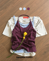 トライアングルホルターネックスリーブレストップ (5color)