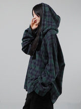 (UNISEX) ヴィンテージチェックフードシャツ