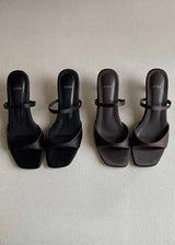 BASIC TOE OPEN SATIN SANDAL HEEL (2COLORS!)