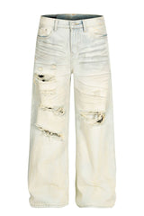 Faded Ripped Wide Jeans