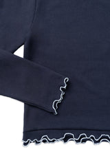 フリルクロップTシャツ_ネイビー