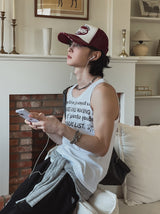 Hua Half Lettering Semi Overfit Sleeveless 