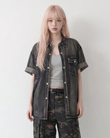 (UNISEX)スラブデニムオーバーシャツ