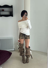 LEOPARD EYELET SHORTS