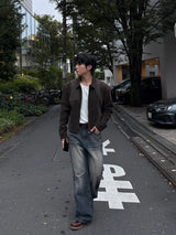 Luen Contrasted leather jacket