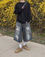 Sheer Raw-Edge Waffle Long Sleeve