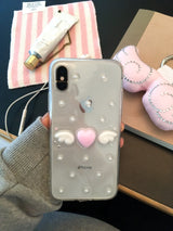 [MADE] ドットエンジェルレジンケース(heart-pink & wings-white)