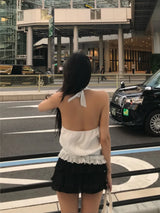 リエプリーツレースティアードミニスカート