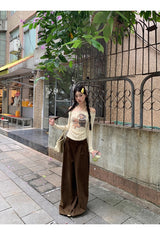 ドッグビーズレースオフショルダー長袖Tシャツ