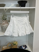white bow A-line mini skirt