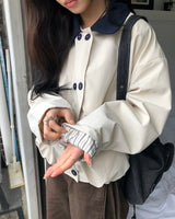 Jamin Contrast Button Crop Jacket