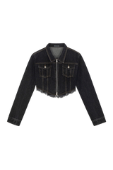 DIAGONAL CROP DENIM JACKET