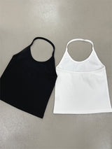 RIBBED HALTER SLEEVELESS (2COLOR)