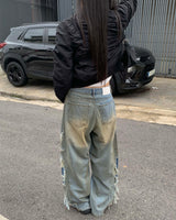 Side vintage denim pants