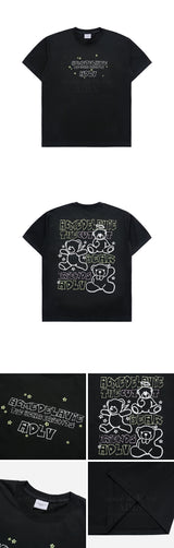 [24SS] ベアフレンズドゥードゥルアートワーク半袖Tシャツ　ブラック