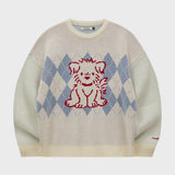 Drawing Puppy Argyle Knit