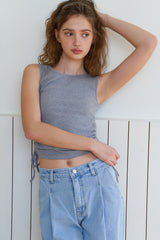 Shirring sleeveless top_gray