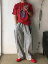 [A-P0118] ワイドタックラインスウェットパンツ (5色)