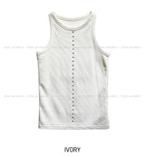 Front stud ribbed sleeveless