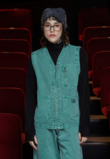 DYED ZIP CARGO PANTS / EMERALD