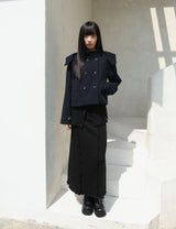 リブド ロング スカート(BLACK)