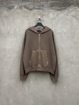 Dusty Pigment Crop Hood Zip-Up (3color) (No.1001)