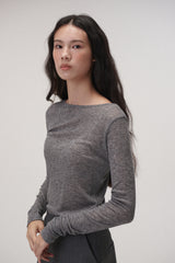Wool boat neck T (Black)