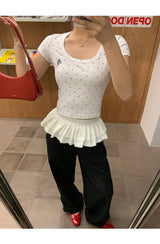 クラシックドットUネッククロップ半袖Tシャツ
