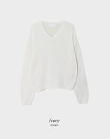 アゲインベーシックコットンルーズフィットⅤネックニット (5color)