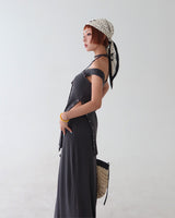 Scarf Set Eyelet Sleeveless & Skirt Two-Piece Set