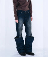 OVERLAP TUCK DENIM PANTS
